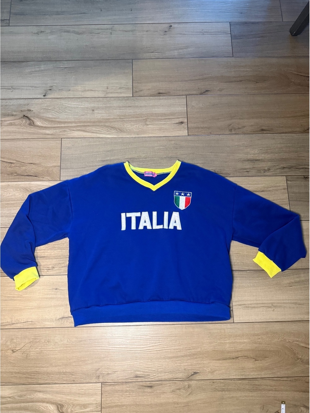 Edikted Italia Oversized Sweatshirt Medium Blue Yellow Soccer Futbol Y2K